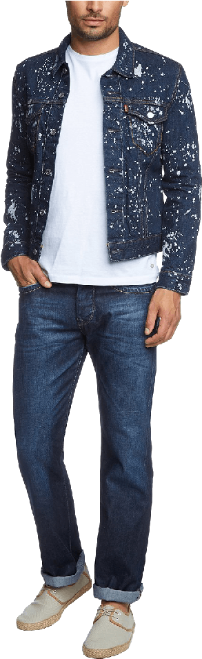 Casual Denim Outfit Male Model PNG