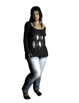 Casual Fashion Female3 D Model PNG