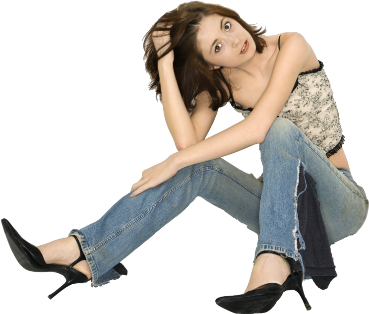 Casual Fashion Model Sitting PNG