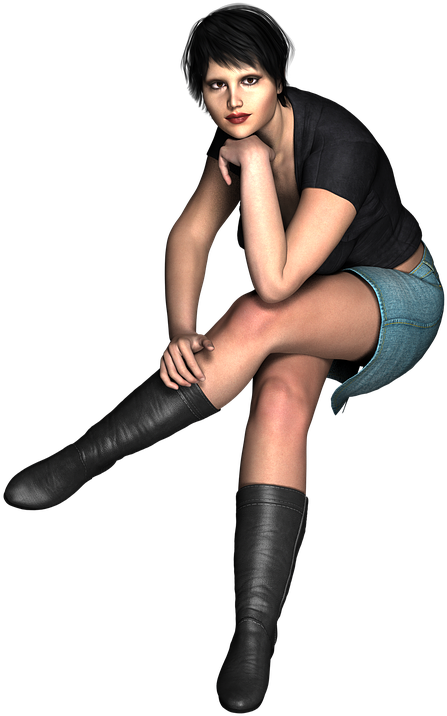 Casual Female Pose3 D Render PNG