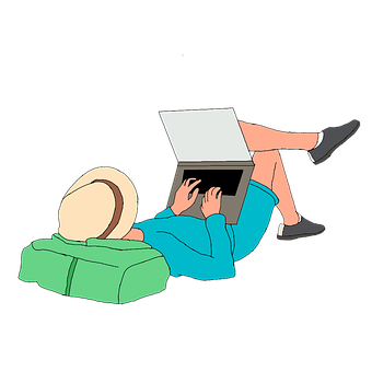 Casual Laptop Usage Illustration PNG