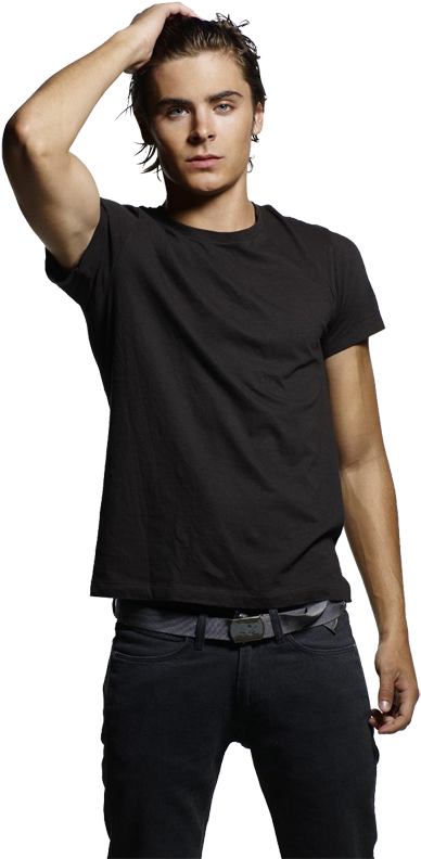 Casual Man Posing Black Outfit PNG