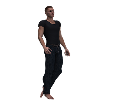 Casual Man Standing Against Black Background PNG