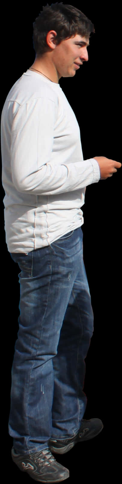 Casual Man Standing Side View PNG