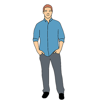 Casual Man Standing Vector PNG