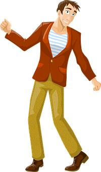 Casual Man Walking Illustration PNG