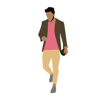 Casual Man Walking Illustration PNG