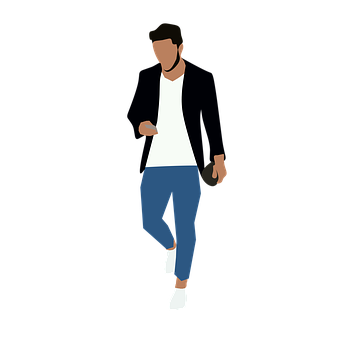 Casual Man Walking Vector PNG