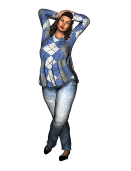 Casual Pose_ Female3 D Model PNG