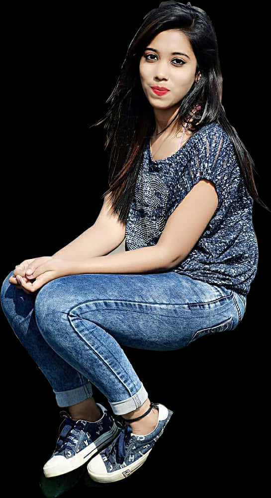 Casual Seated Girl P N G Image PNG