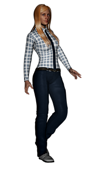 Casual Style Blonde Woman Standing PNG