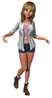 Casual Style3 D Animated Girl PNG