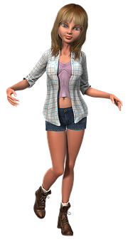 Casual Style3 D Girl Character PNG