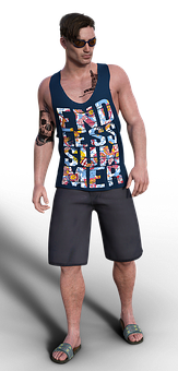 Casual Summer Outfit Man Model PNG