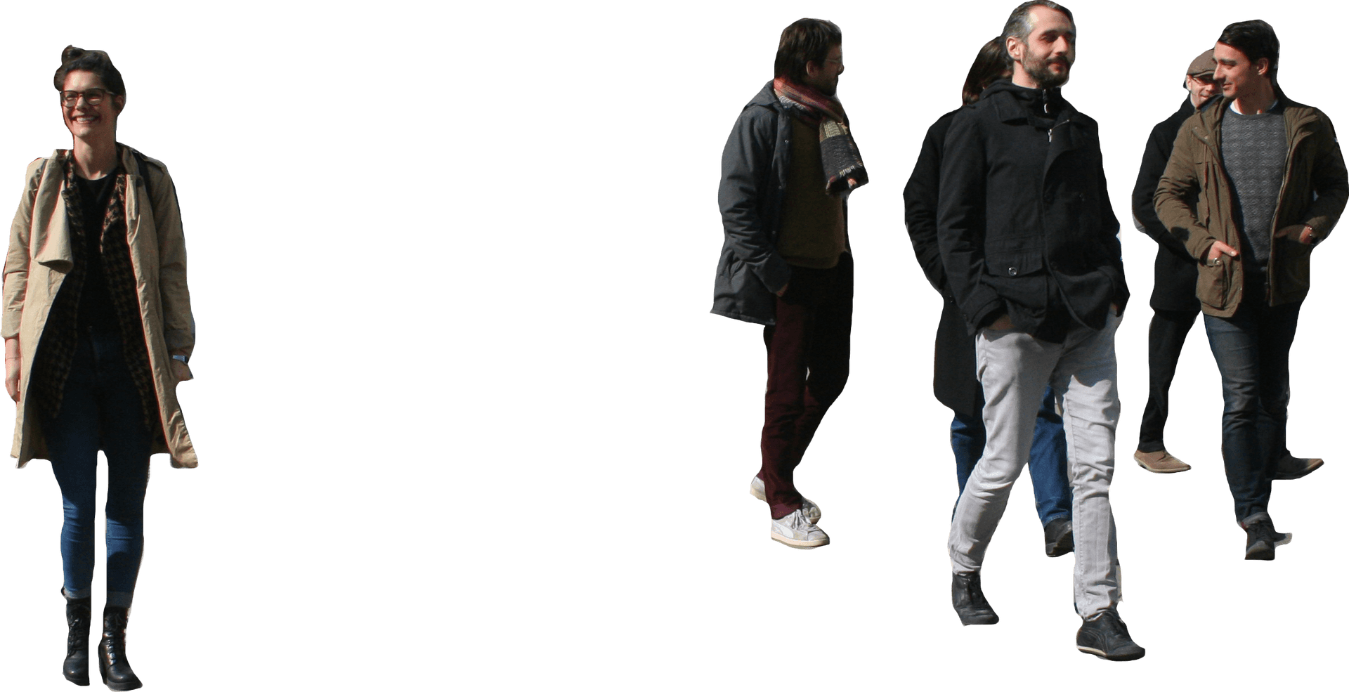 Casual Urban Walk_ Group PNG