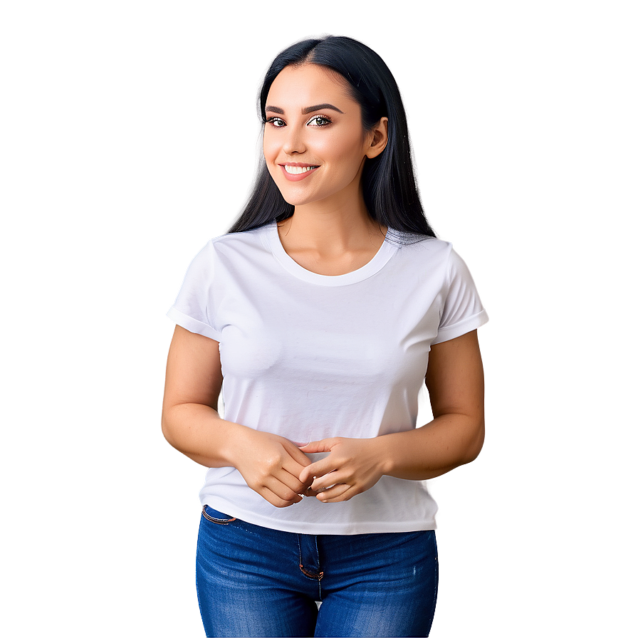 Casual White Tee Mockup For Designs Png Ffm74 PNG