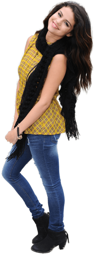 Casual Yellow Topand Jeans Outfit PNG