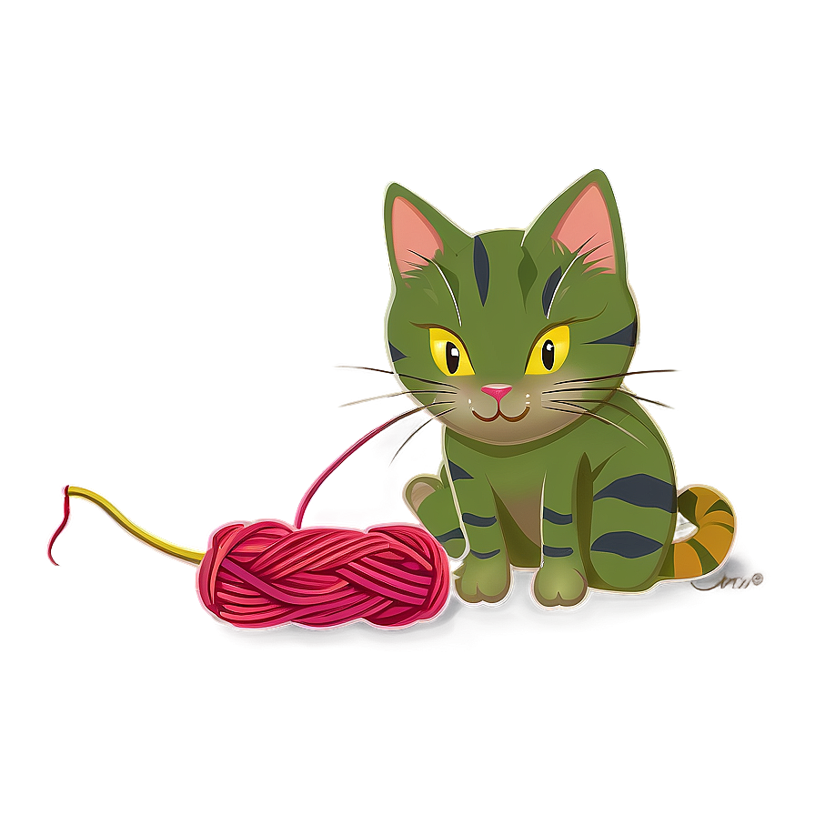 Cat And Yarn Playful Png A PNG