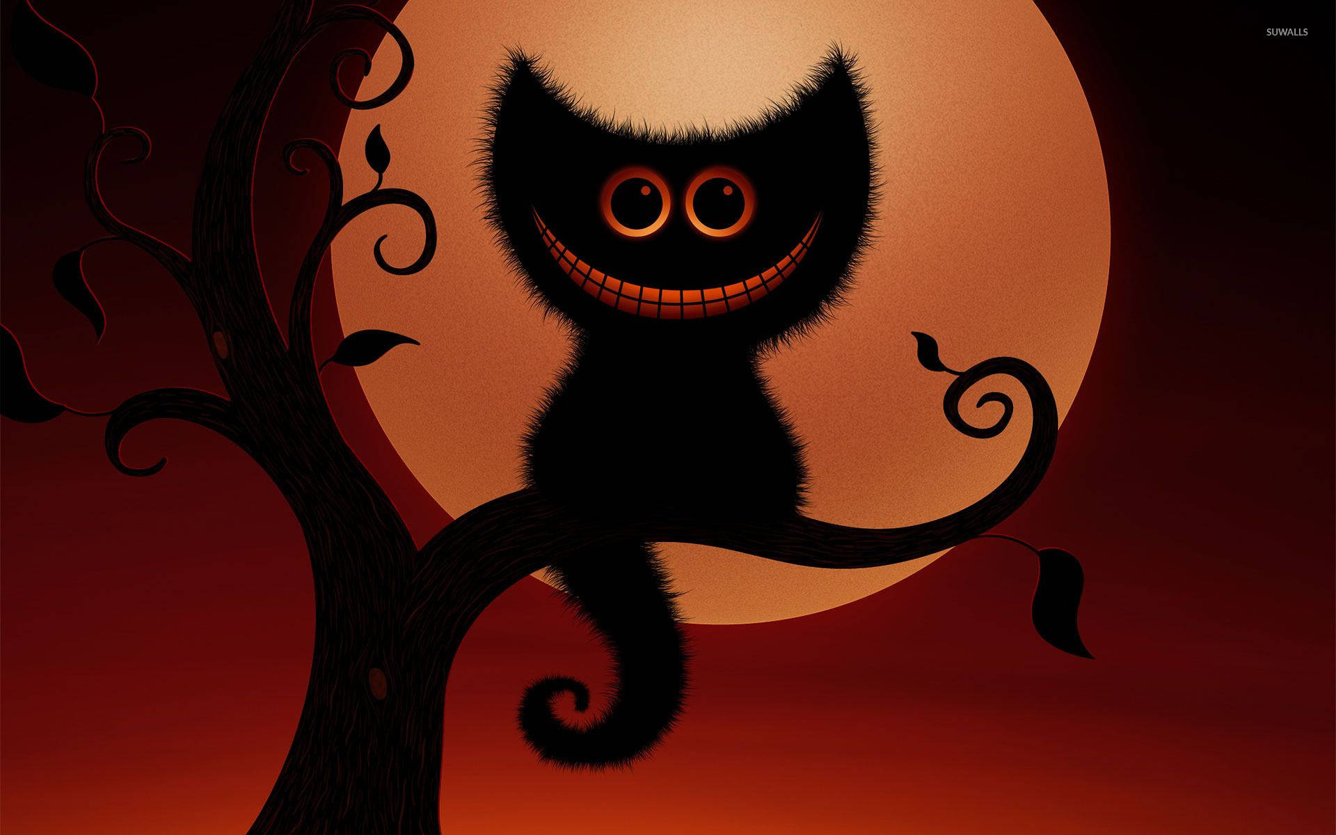 Cat Art Cheshire Cat Halloween Theme Wallpaper