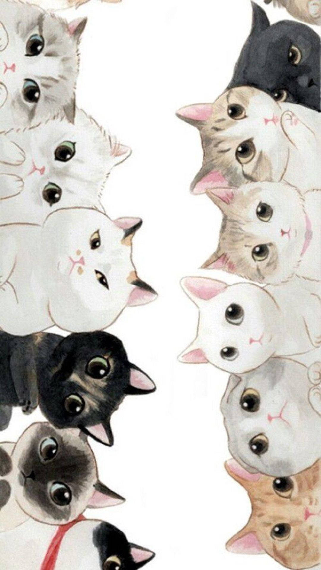 Cat Art Forskellige Race Illustration Wallpaper