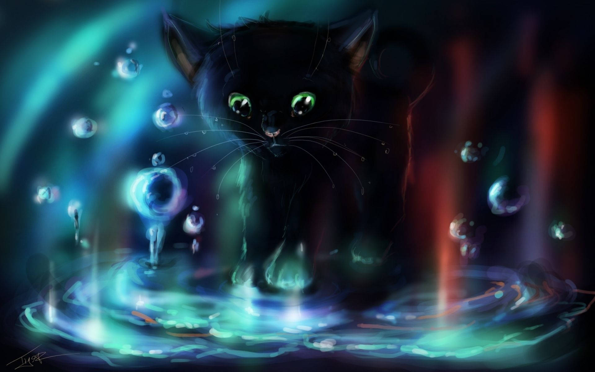 Cat Art Jade Coloured Eyes Wallpaper