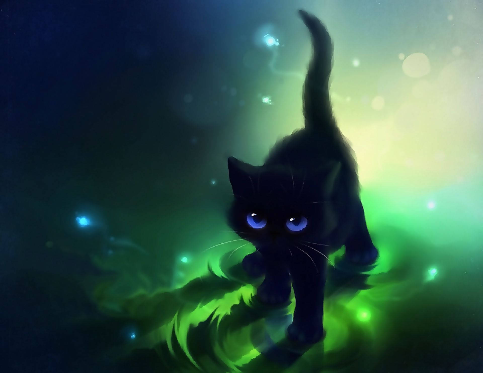 Artede Gato: Gatito Con Ojos Azules Fondo de pantalla