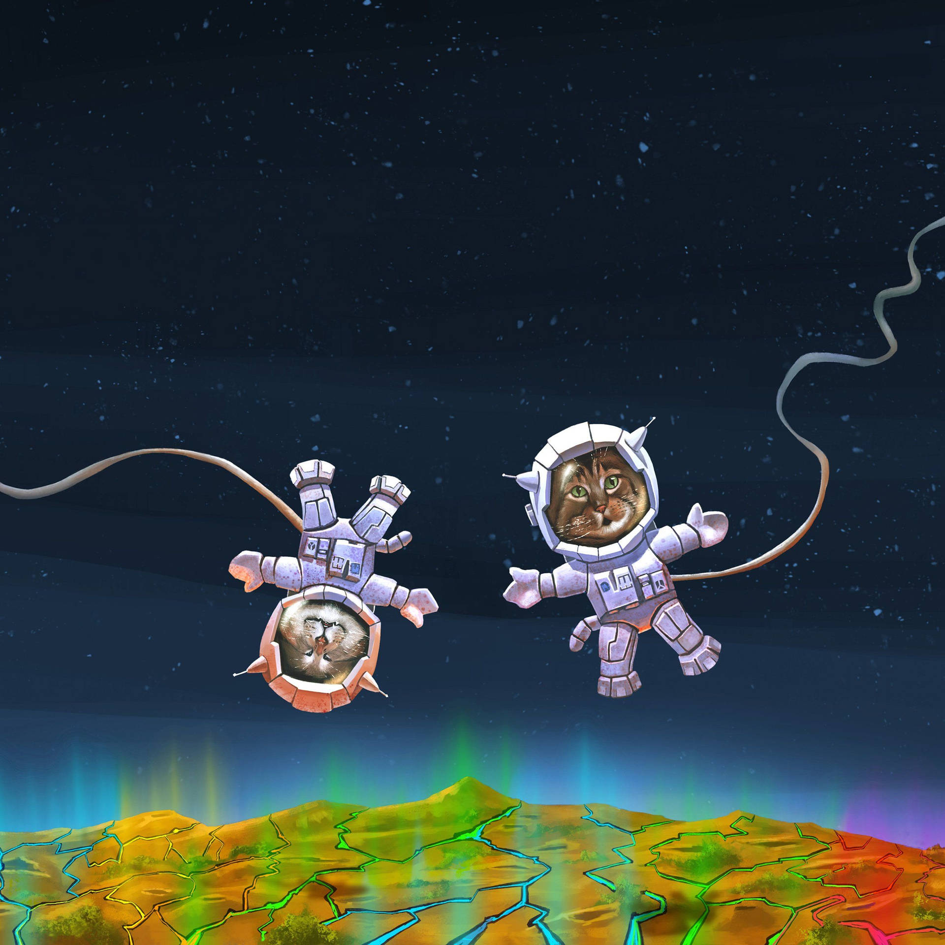 Schermata Iniziale Dell'astronauta Gatto Sfondo