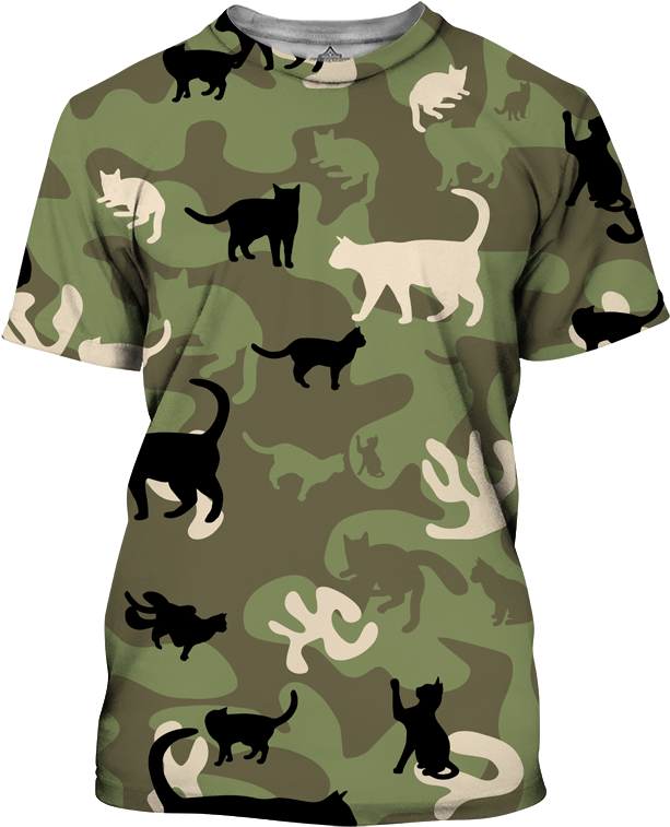 Cat Camo T Shirt Design PNG