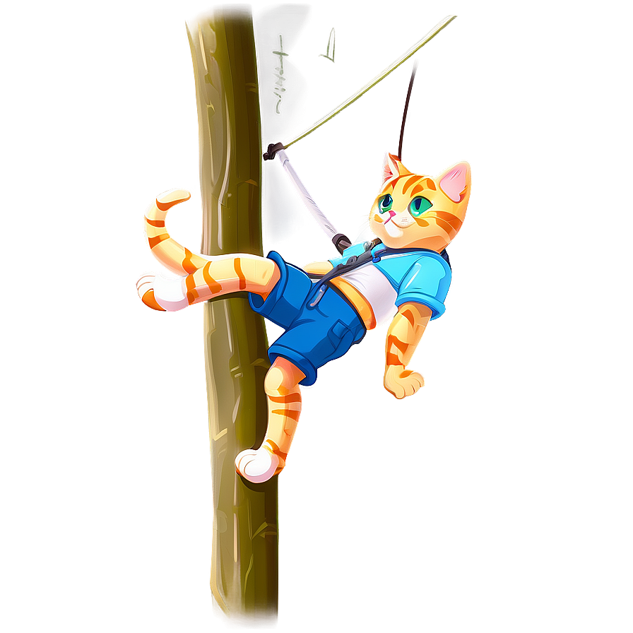 Cat Climbing Adventure Png B PNG