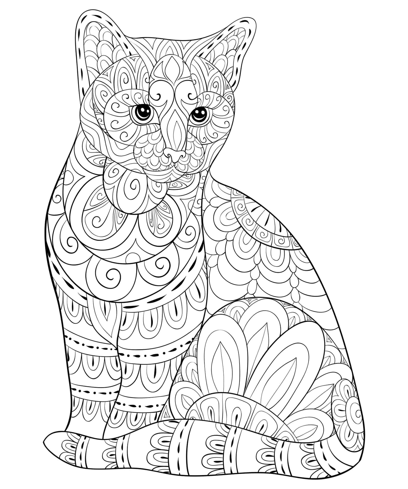 Mandala Cat Coloring Picture