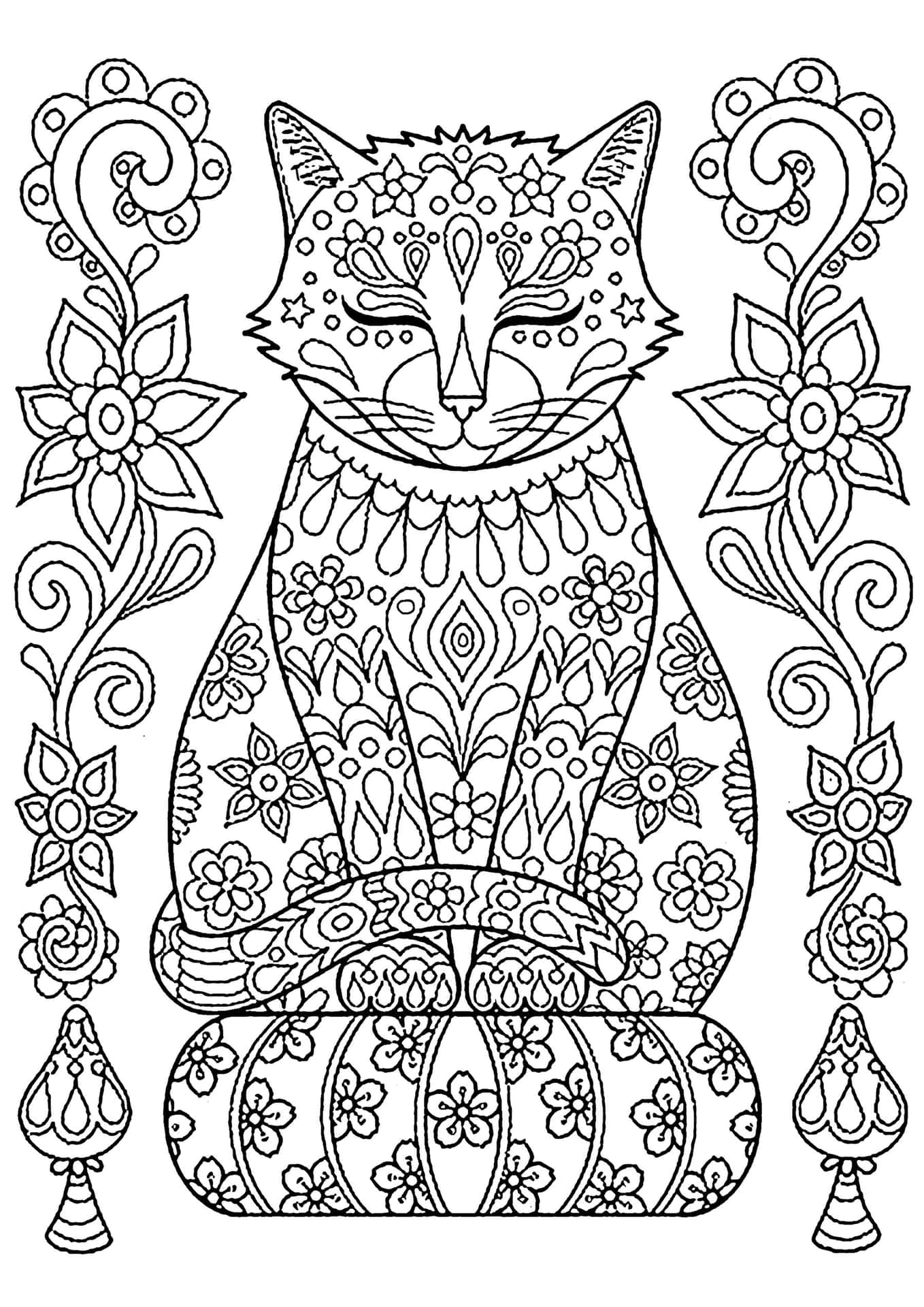 Intricate Cat Coloring Pictures