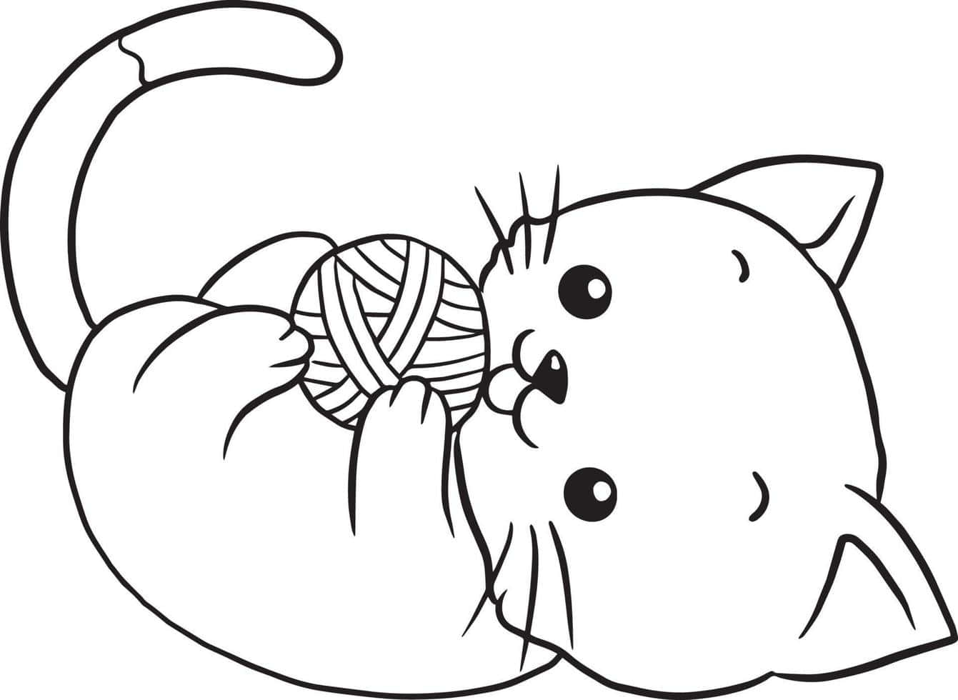 Wool Ball Cat Coloring Pictures