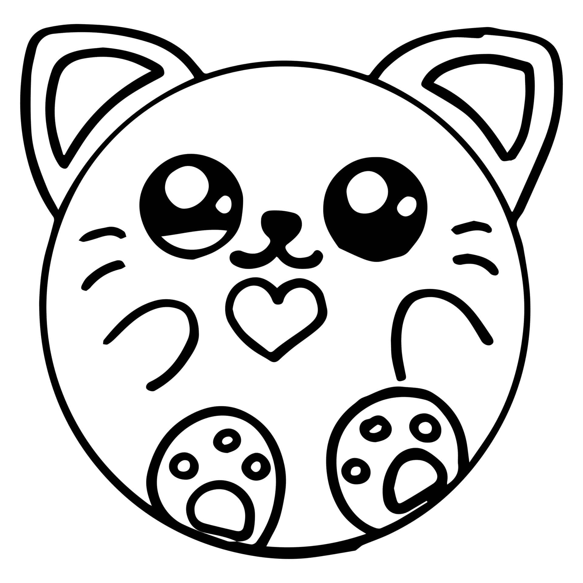Kawaii Cat Coloring Picture