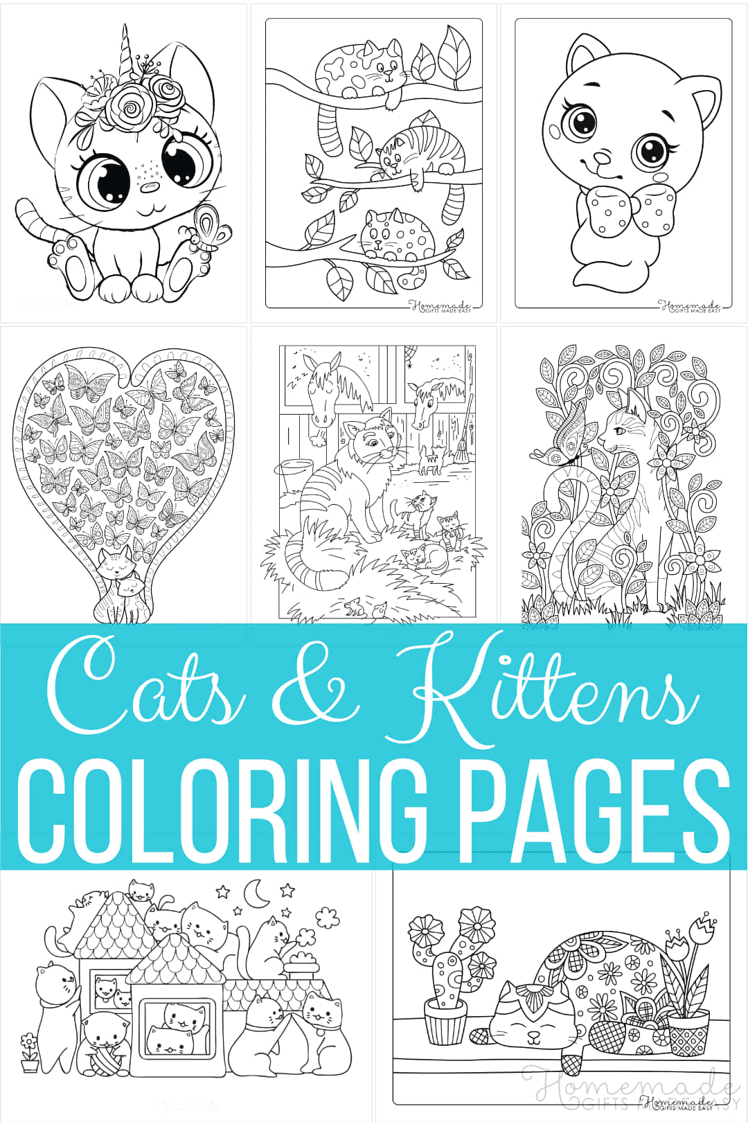 Kittens And Cat Coloring Pictures
