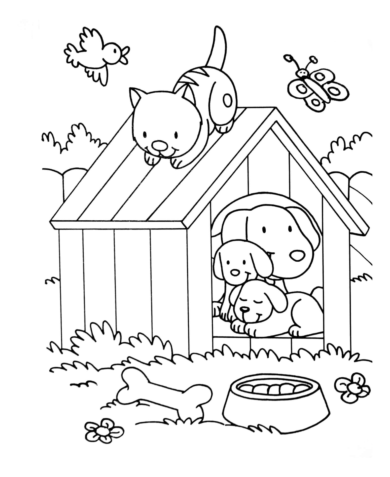 Dog And Cat Coloring Pictures
