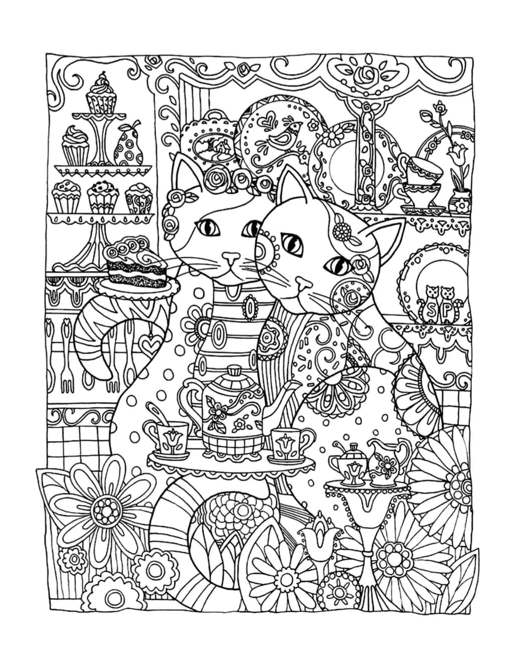 Adorable Cat Coloring Picture