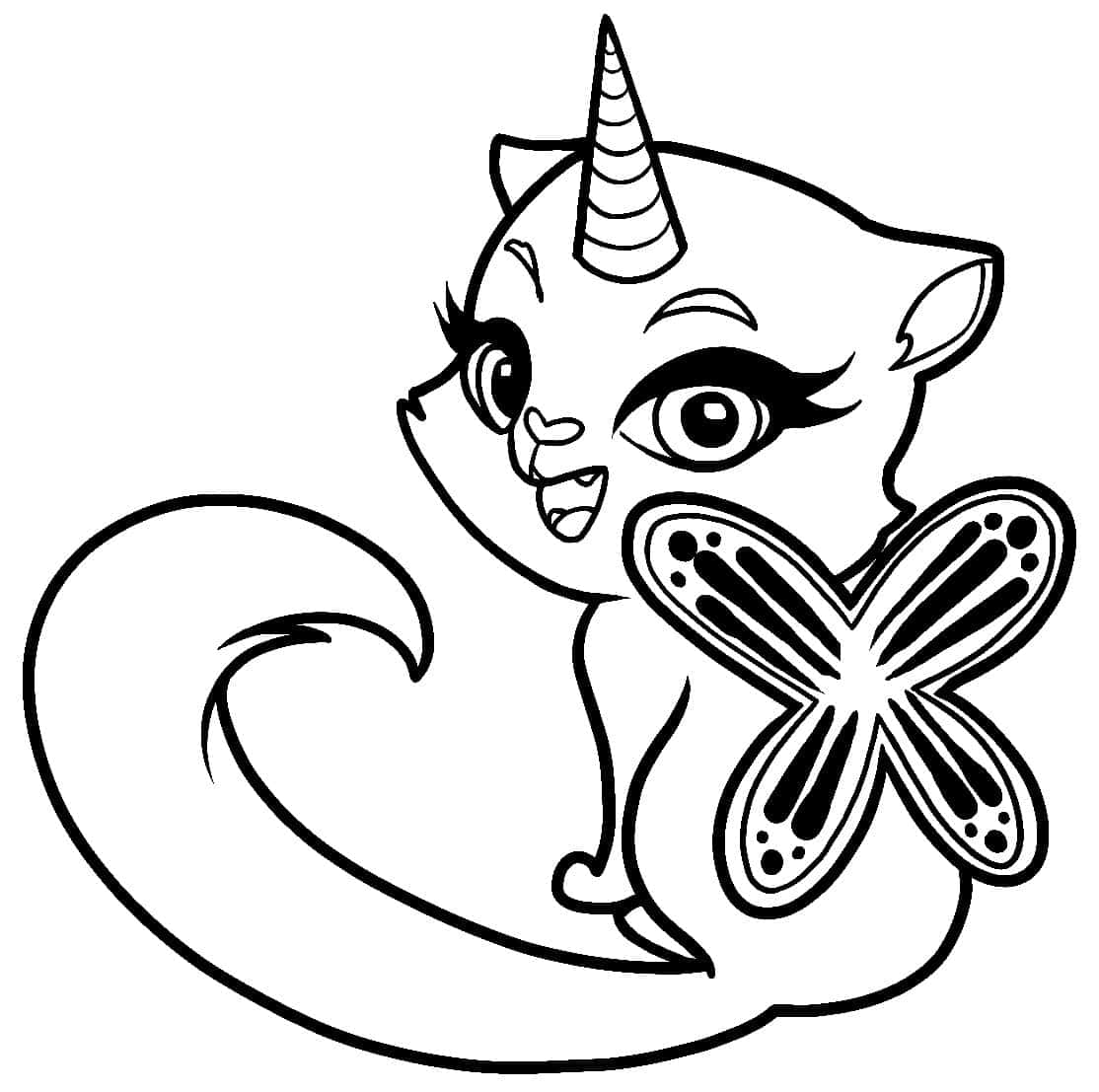 Unicorn Butterfly Cat Coloring Pictures