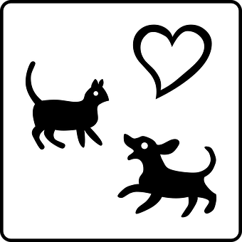 Cat Dog Heart Silhouette PNG