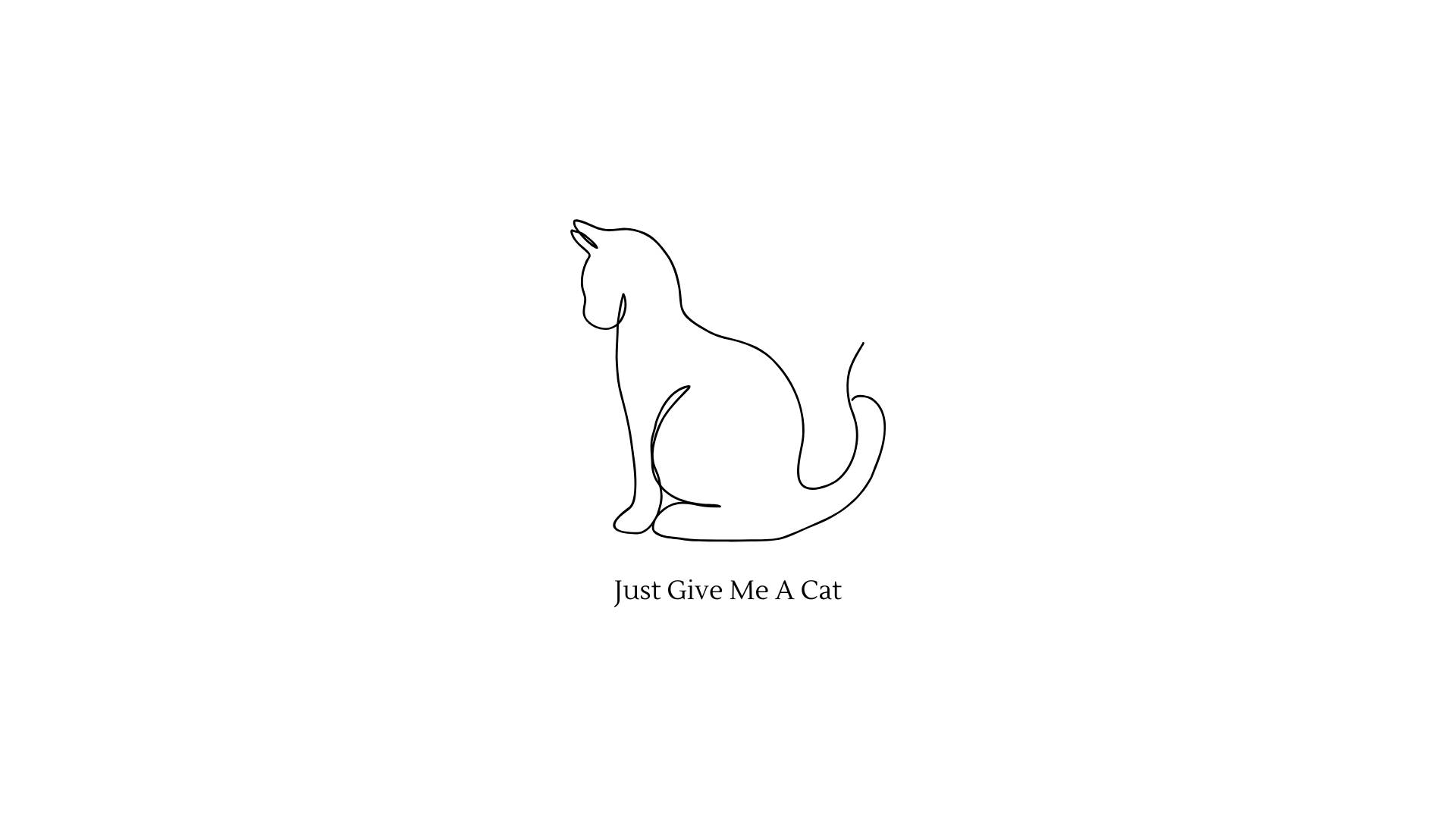 Cat Drawing In Cute White Aesthetic Wallpaper