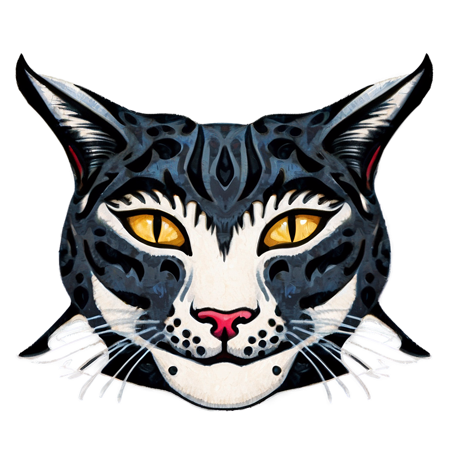 Cat Face Tattoo Design Png Mov PNG