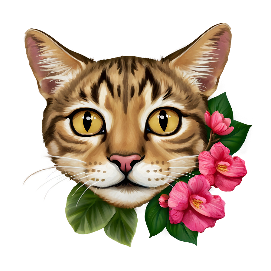 Cat Face With Flowers Png 35 PNG