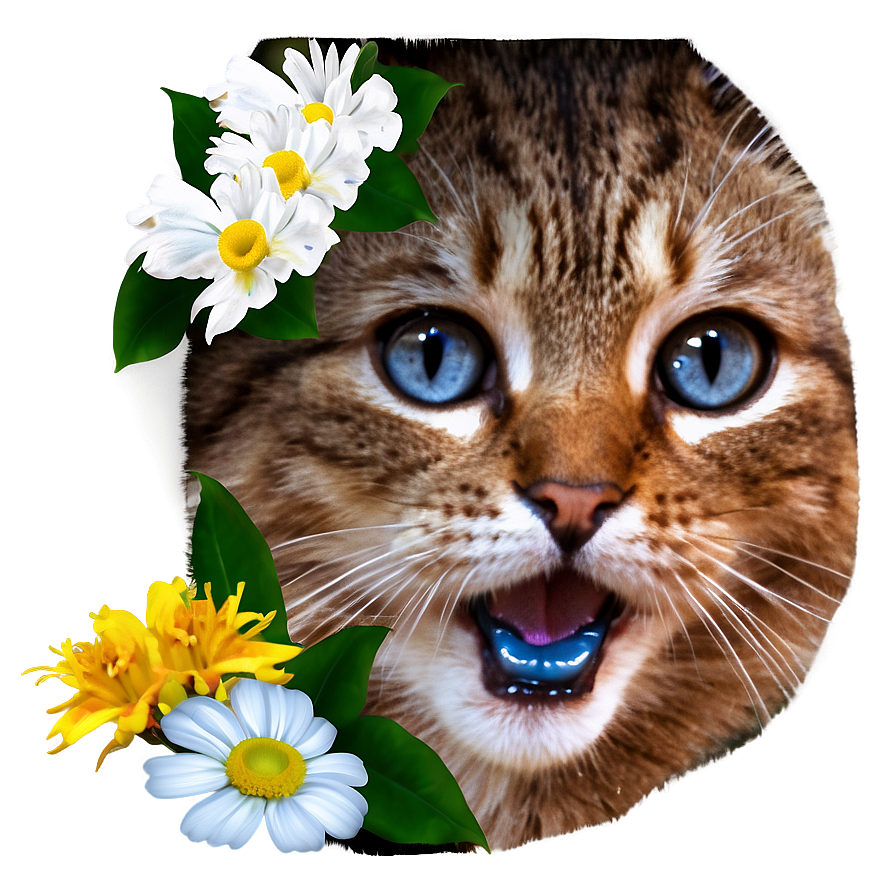 Cat Face With Flowers Png Thu61 PNG