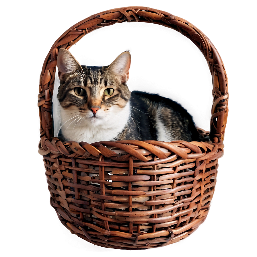 Cat In Basket Cozy Png B PNG