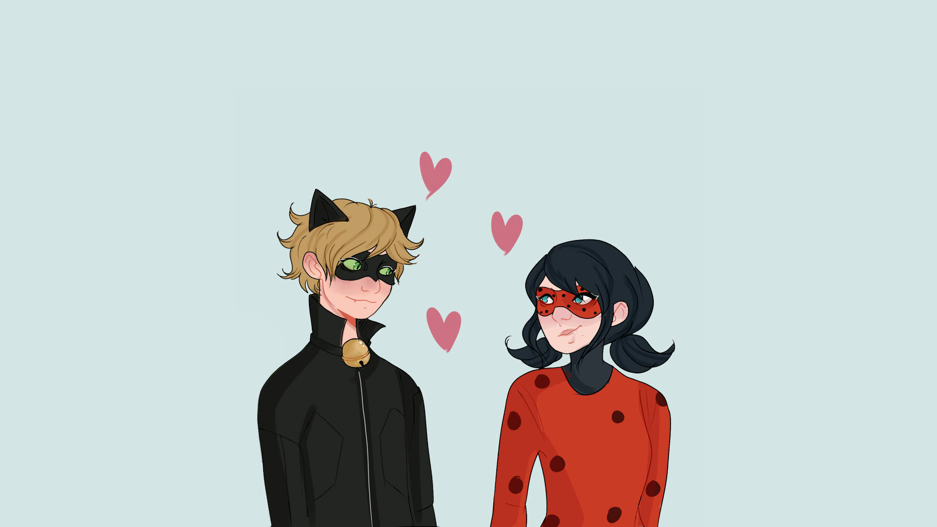 Cat Noir And Ladybug Hearts Wallpaper
