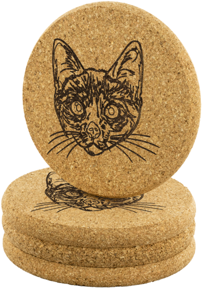 Cat Sketch Cork Coasters PNG
