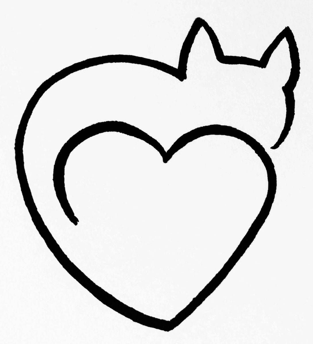 Cat White Heart Wallpaper