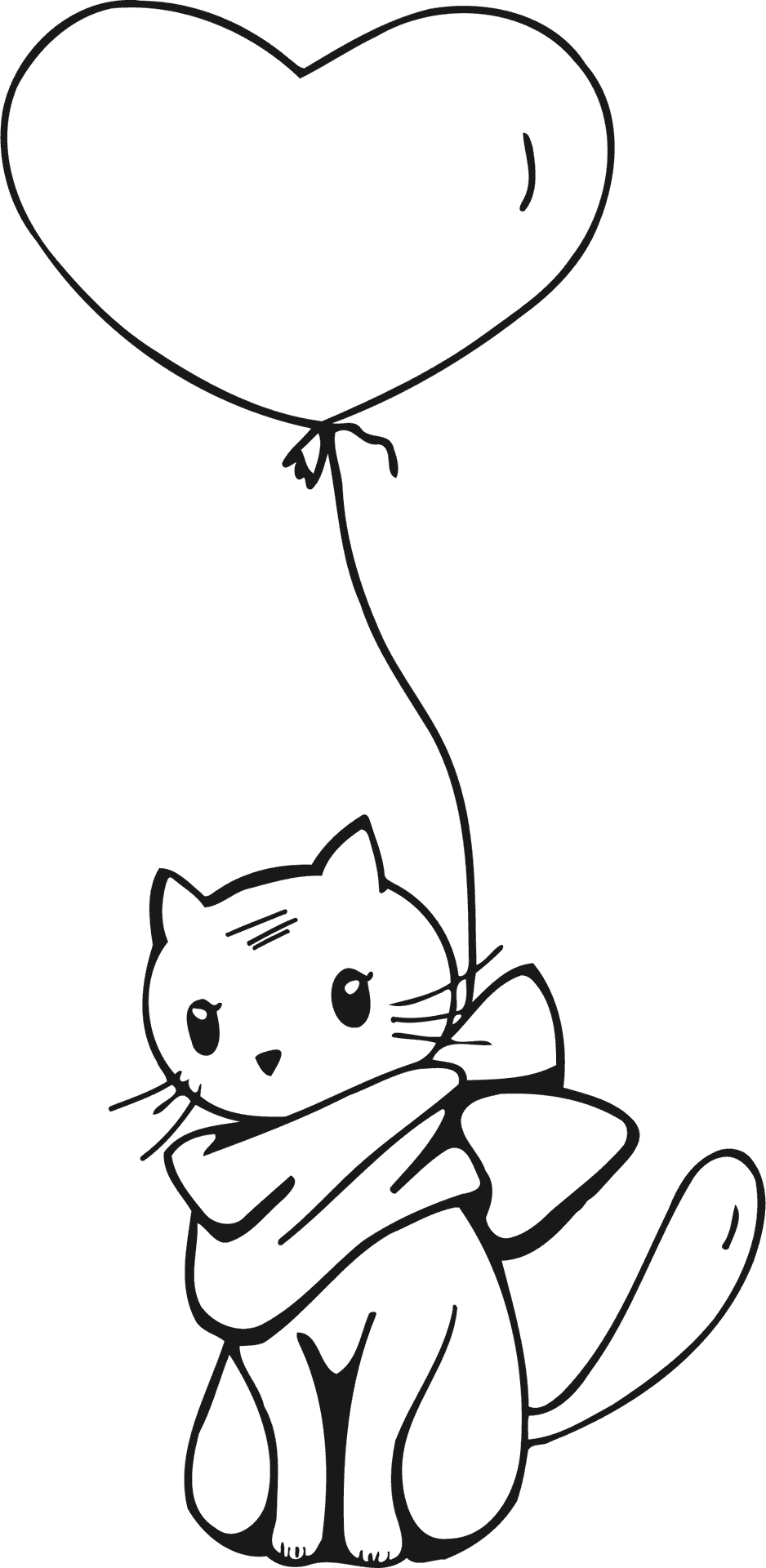 Cat_with_ Heart_ Balloon_ Sketch.png PNG