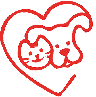 Catand Dog Heart Doodle PNG