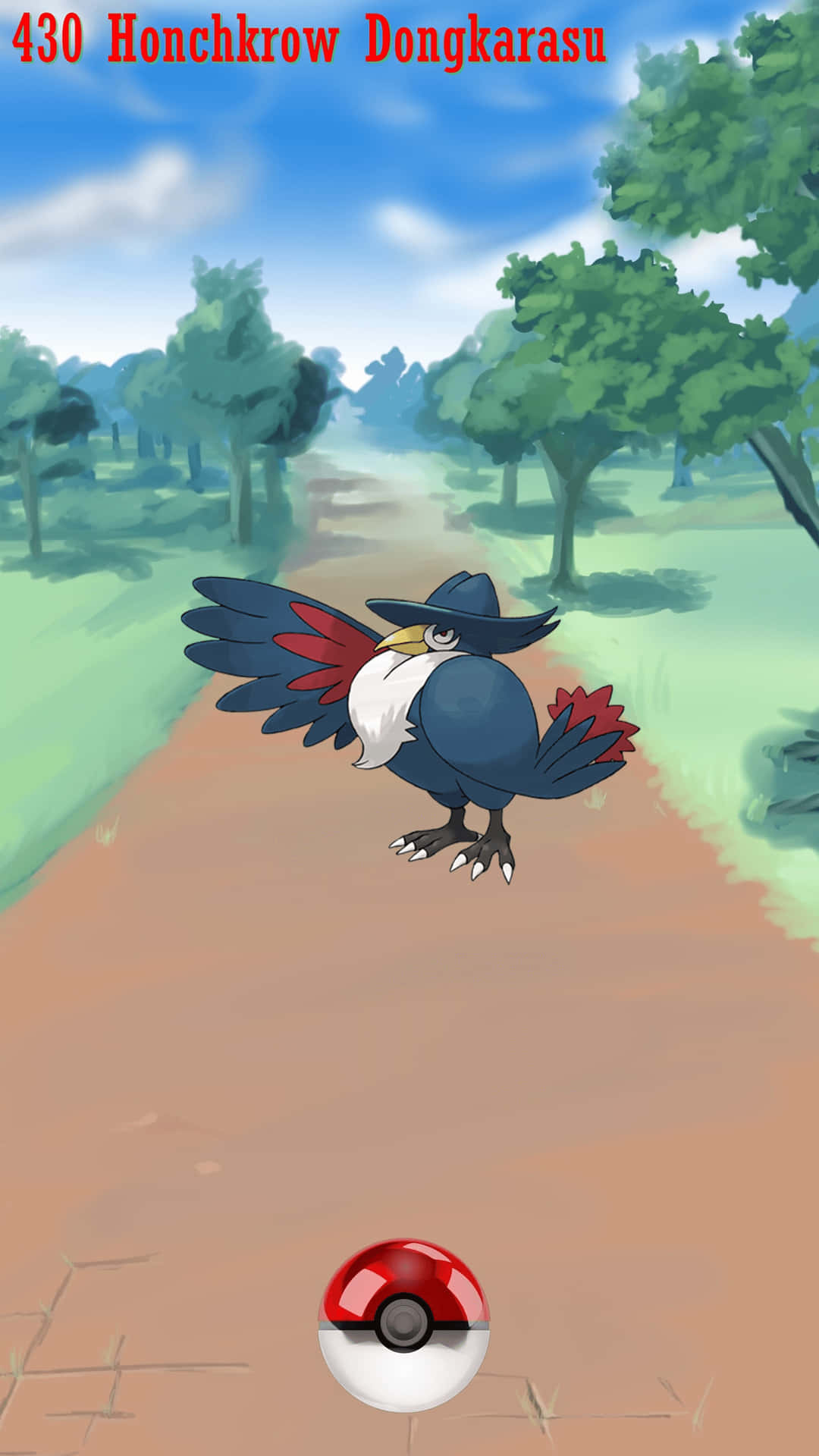 Atrapandoa Honchkrow En Pokémon Go. Fondo de pantalla