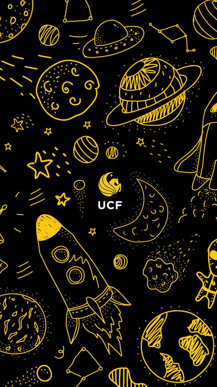 Catchy Universe Yellow Doodle Mobile Background